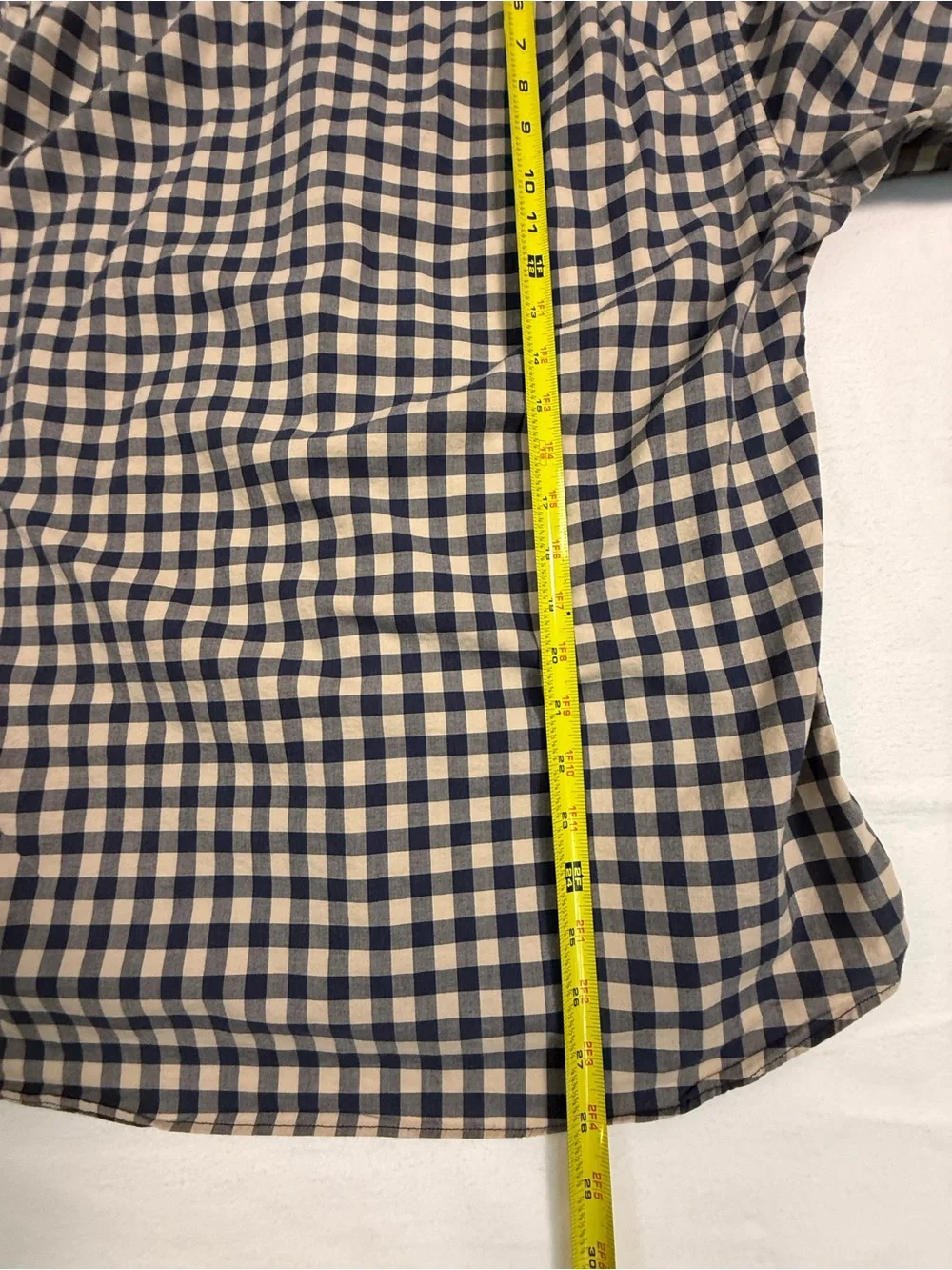 J.Crew Flex Washed Slim Untucked Gingham Shirt Mens Medium Blue Beige Stretch